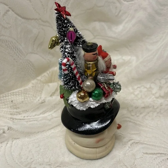 Vintage Snowman Vase‎ Christmas Wooden Ornaments Toys Assemblage Display Gift - Picture 5 of 11